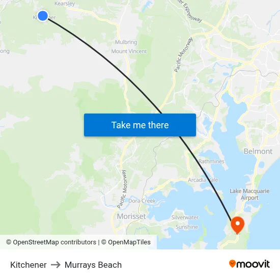 Kitchener to Murrays Beach map