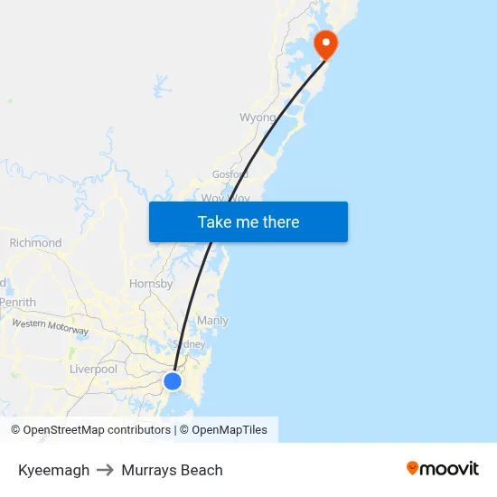 Kyeemagh to Murrays Beach map