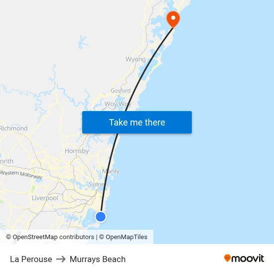 La Perouse to Murrays Beach map