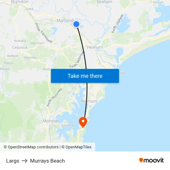 Largs to Murrays Beach map