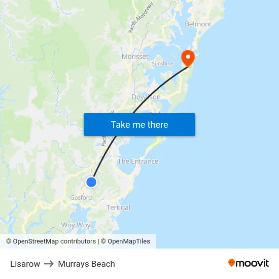 Lisarow to Murrays Beach map
