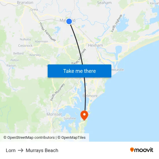 Lorn to Murrays Beach map