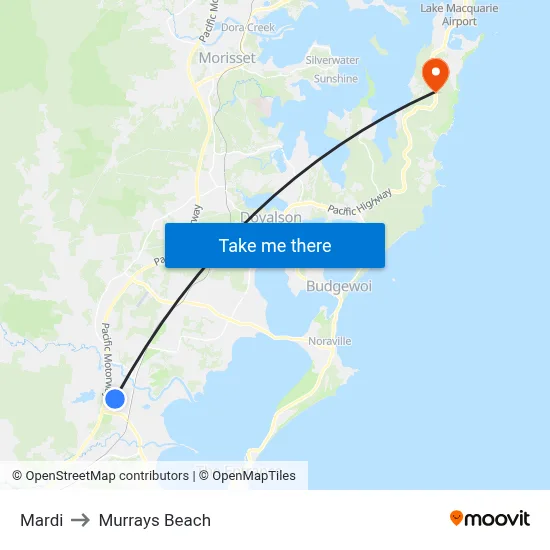 Mardi to Murrays Beach map