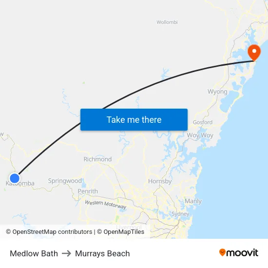 Medlow Bath to Murrays Beach map