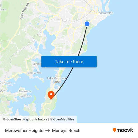 Merewether Heights to Murrays Beach map