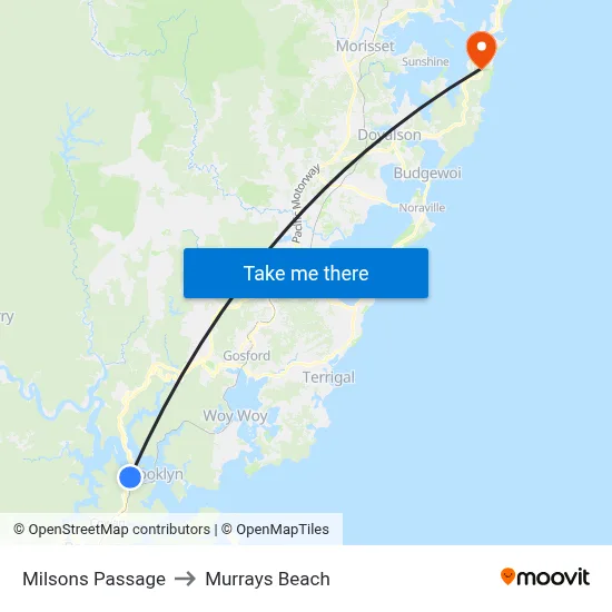 Milsons Passage to Murrays Beach map