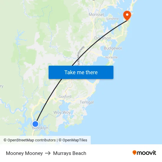 Mooney Mooney to Murrays Beach map