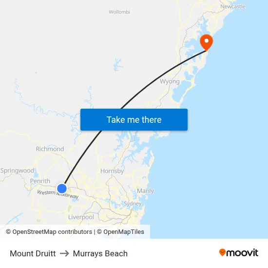 Mount Druitt to Murrays Beach map
