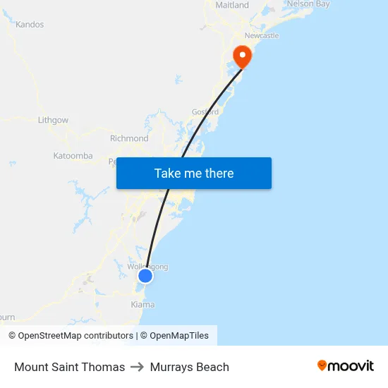 Mount Saint Thomas to Murrays Beach map