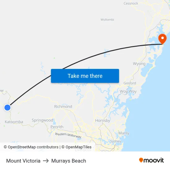 Mount Victoria to Murrays Beach map