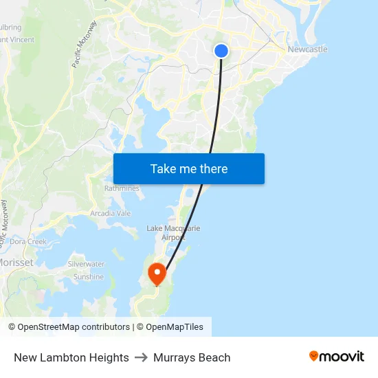 New Lambton Heights to Murrays Beach map
