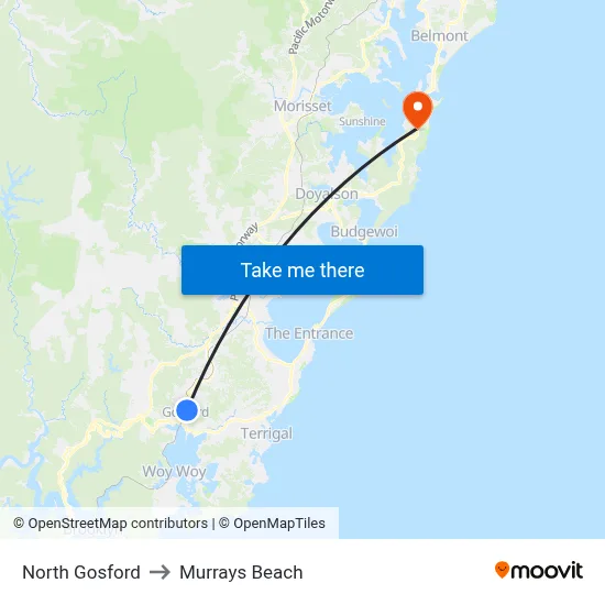 North Gosford to Murrays Beach map