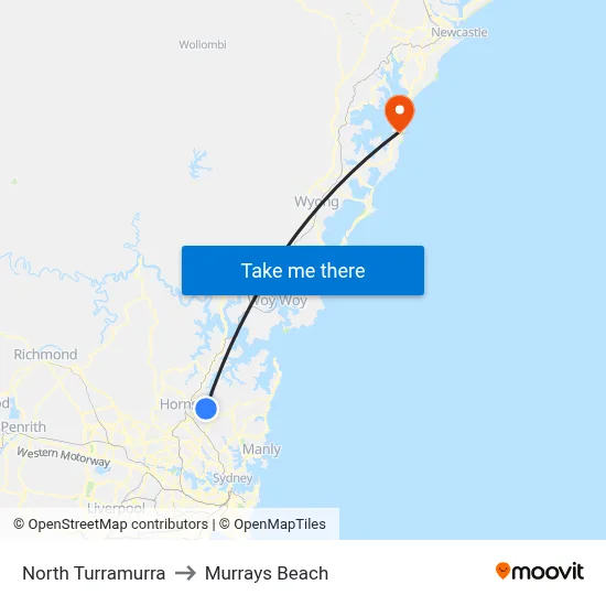 North Turramurra to Murrays Beach map