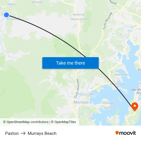 Paxton to Murrays Beach map