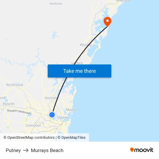 Putney to Murrays Beach map