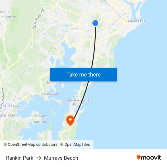 Rankin Park to Murrays Beach map
