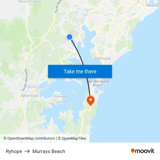 Ryhope to Murrays Beach map