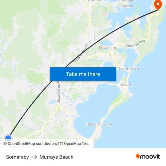 Somersby to Murrays Beach map