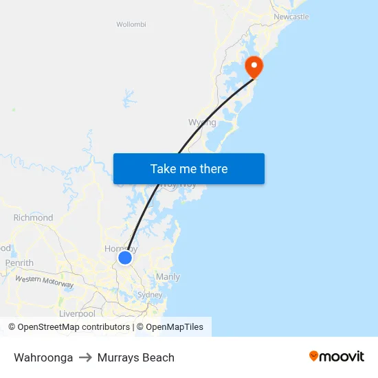 Wahroonga to Murrays Beach map
