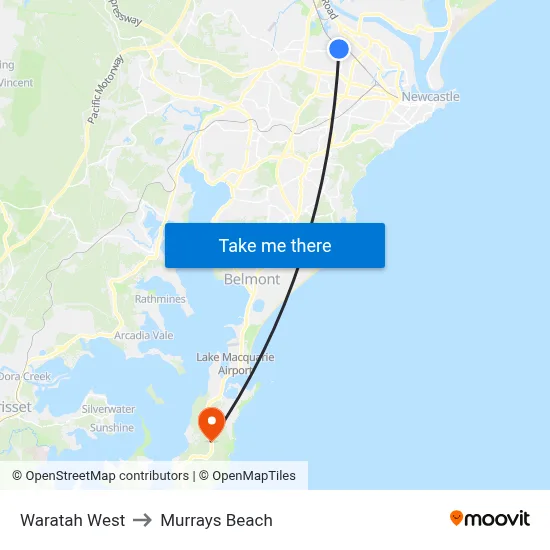Waratah West to Murrays Beach map
