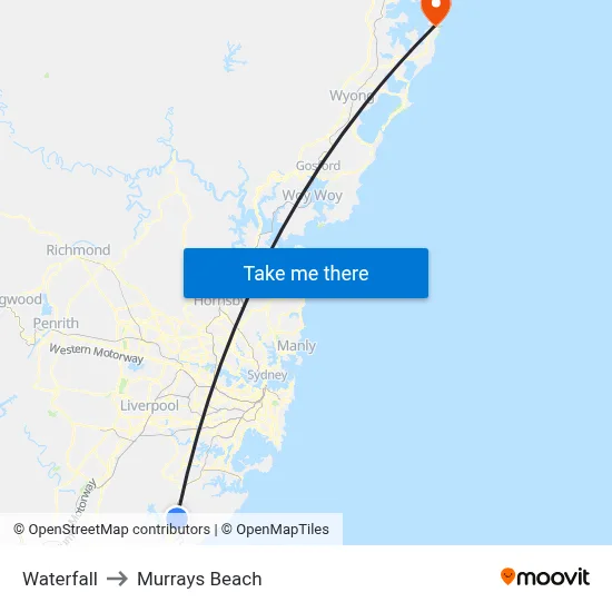 Waterfall to Murrays Beach map