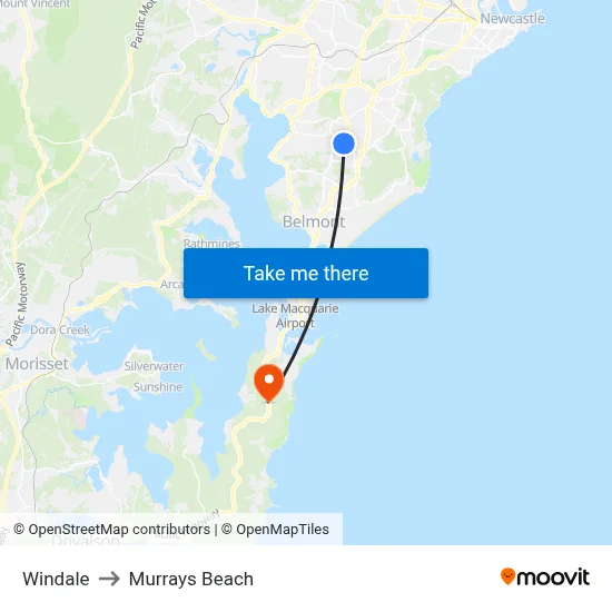 Windale to Murrays Beach map