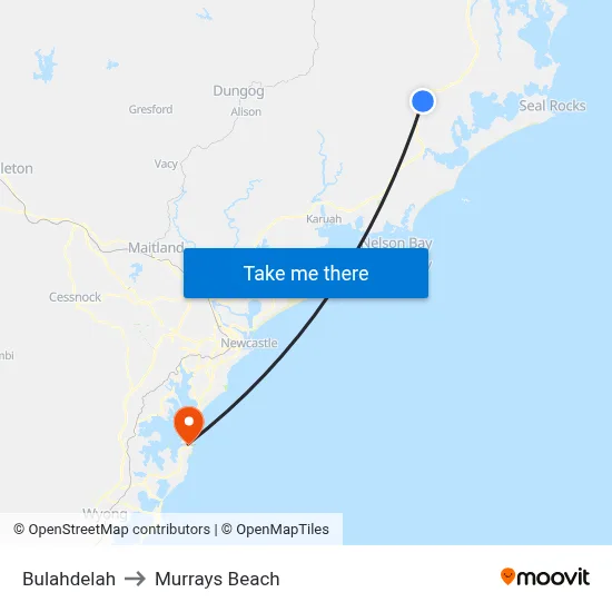 Bulahdelah to Murrays Beach map