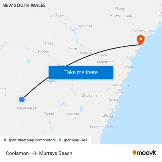 Coolamon to Murrays Beach map