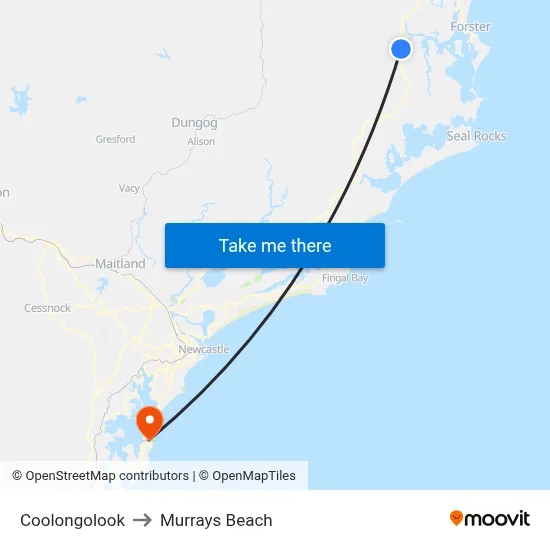 Coolongolook to Murrays Beach map