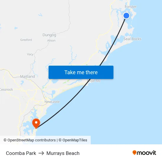 Coomba Park to Murrays Beach map