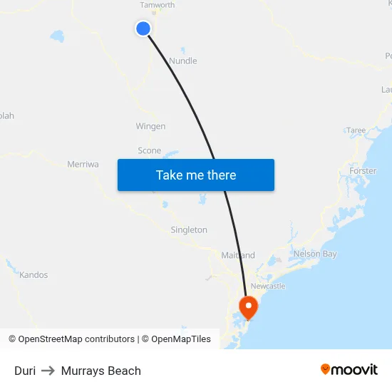 Duri to Murrays Beach map