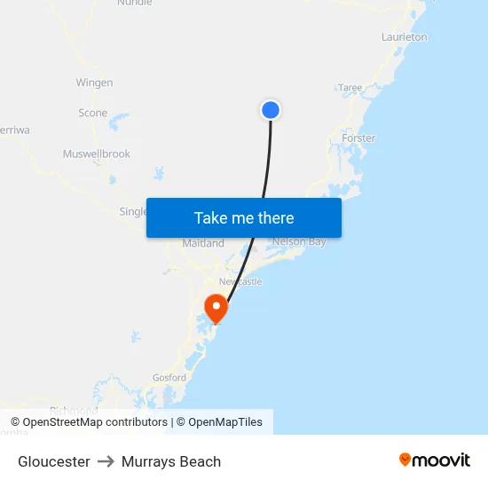 Gloucester to Murrays Beach map