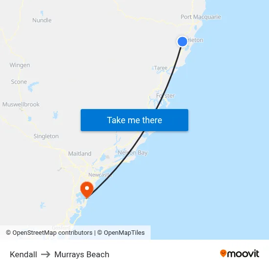 Kendall to Murrays Beach map