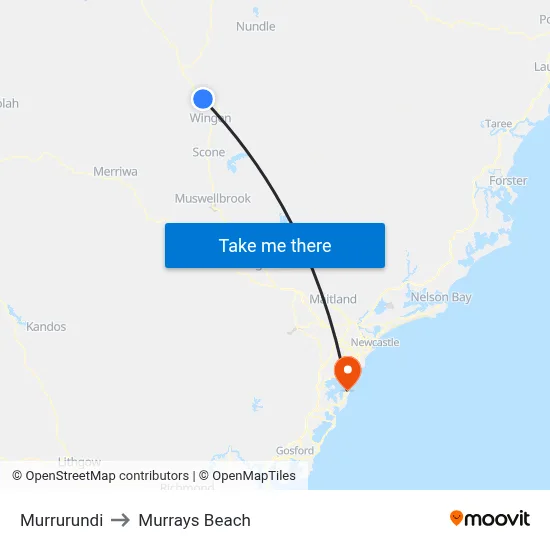 Murrurundi to Murrays Beach map