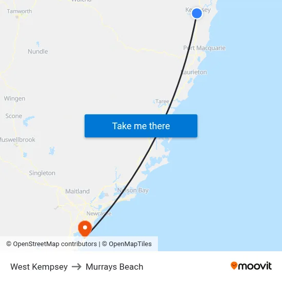 West Kempsey to Murrays Beach map