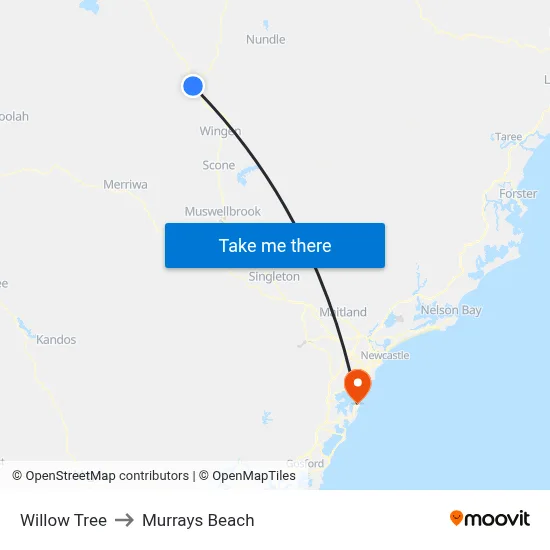 Willow Tree to Murrays Beach map
