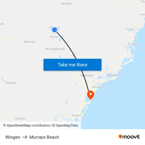 Wingen to Murrays Beach map