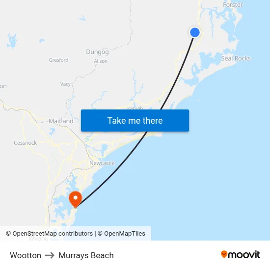 Wootton to Murrays Beach map