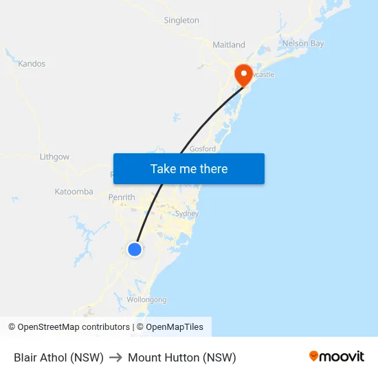 Blair Athol (NSW) to Mount Hutton (NSW) map