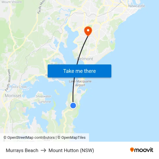 Murrays Beach to Mount Hutton (NSW) map
