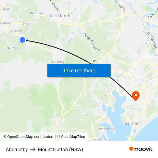 Abernethy to Mount Hutton (NSW) map