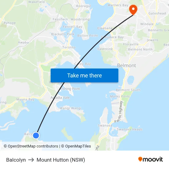 Balcolyn to Mount Hutton (NSW) map