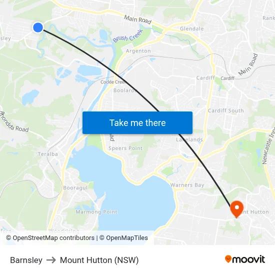 Barnsley to Mount Hutton (NSW) map