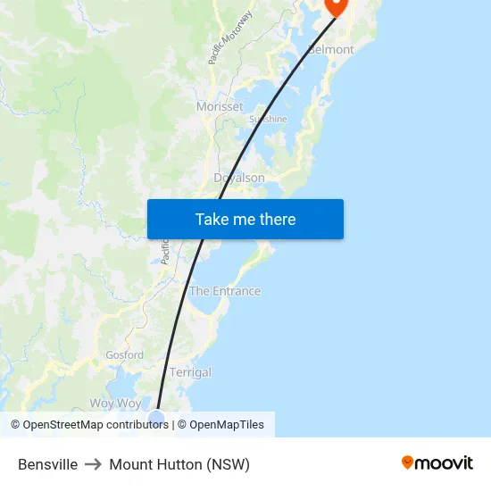 Bensville to Mount Hutton (NSW) map