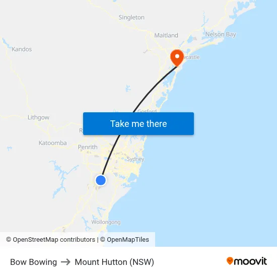 Bow Bowing to Mount Hutton (NSW) map