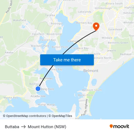 Buttaba to Mount Hutton (NSW) map