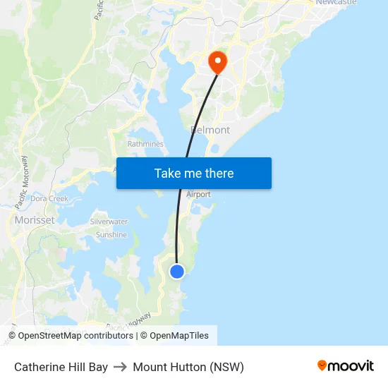 Catherine Hill Bay to Mount Hutton (NSW) map