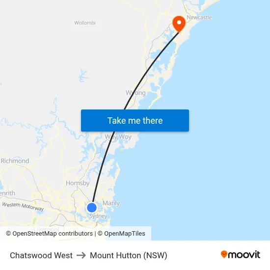 Chatswood West to Mount Hutton (NSW) map