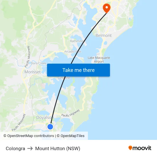 Colongra to Mount Hutton (NSW) map