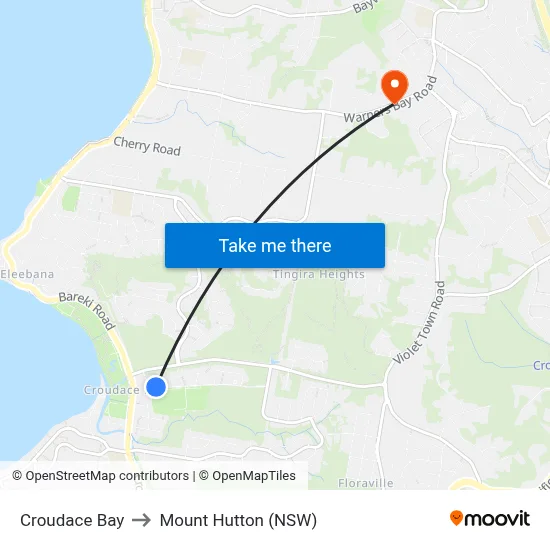 Croudace Bay to Mount Hutton (NSW) map